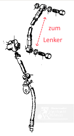 Bremsleitung Stahlflex schwarz 260 mm 2 Bremsleitung Stahlflex schwarz 260 mm 1242883S BMW R45 & R65LS Bremsleitung Stahlflex schwarz 260 mm