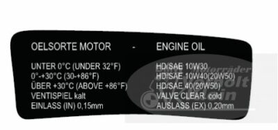 BMW R60/6 - R90/S Ölsorte Hinweisschild rechts S Cockpit