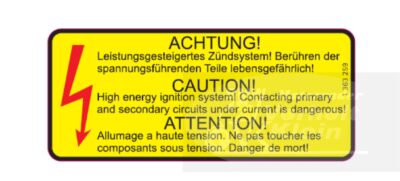 BMW R80G/S R65G/S bis R80ST Aufkleber „Achtung Spannung“