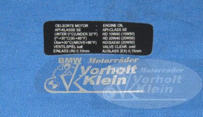 BMW R 60/7 - R 100 RT Bj. 1976 - 1979 Hinweisschild rechts S-Cockpit Ölsorte