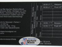 Hinweißschild Reifenluftdruck GS + Basic