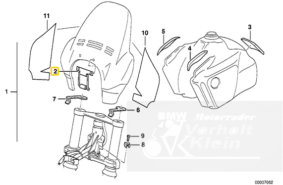 Tankhalter 3 Tankhalter 2307004 BMW R80G/S R65G/S bis R80ST Tankhalter